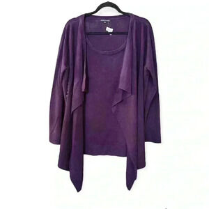 PRIVATE PROPERTY Purple Closed Waterfall Cardigan Sweater Size XXL
